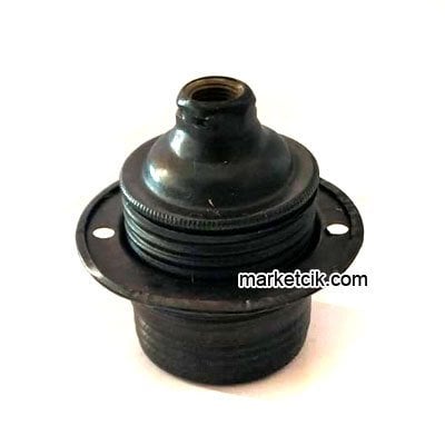 Marketcik Siyah Halkalı Metal Porselen E27 Duy