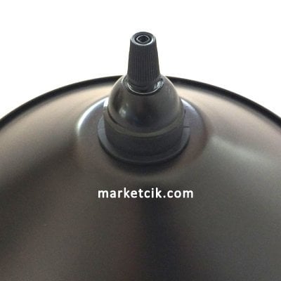 Marketcik Dekoratif Siyah Metal Abajur Aplik Rustik Ampul Şapkası 22 cm