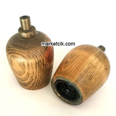 Marketcik Kablo Kilitli Dekoratif Ahşap E27 Duy