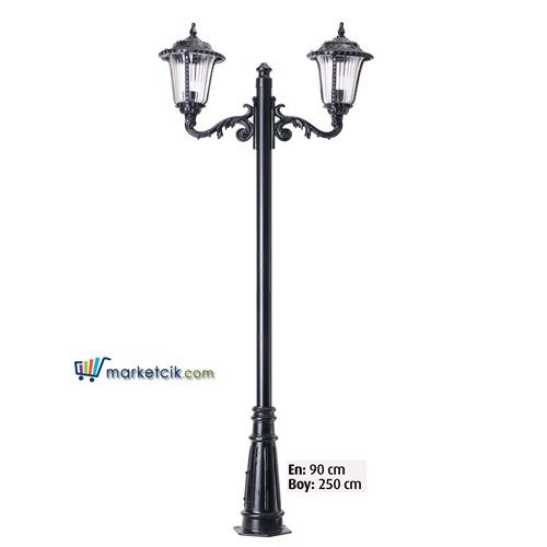 Ayaz 250x90 Polikarbon Camlı Alüminyum Fenerli Park Bahçe Aydınlatma Direği