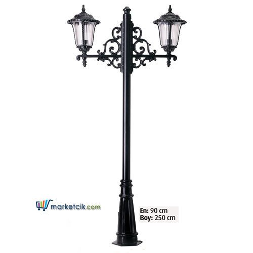 Ayaz 250x90 Polikarbon Camlı Alüminyum Fenerli Park Bahçe Aydınlatma Direği