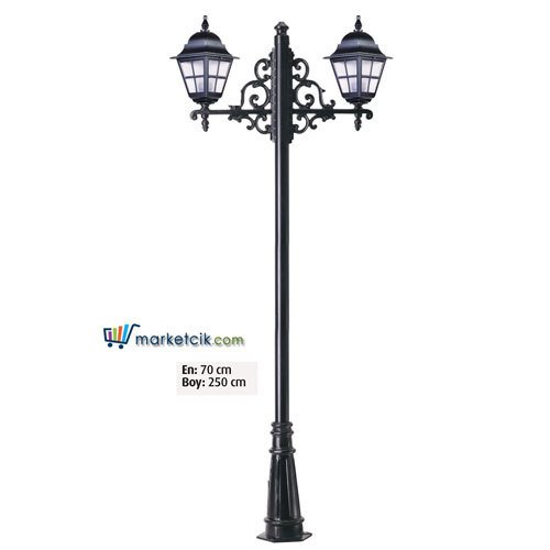 Ayaz 250x70 Alüminyum Küçük Çıtalı Fenerli Park Bahçe Aydınlatma Direği