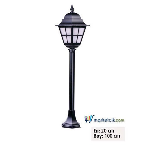 Ayaz 100x20 Alüminyum Küçük Çıtalı Fenerli Park Bahçe Aydınlatma Çim Direğii