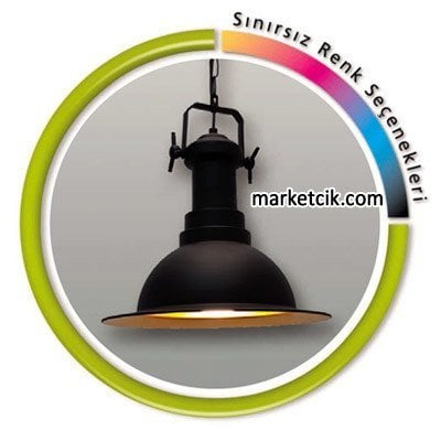 Marketcik Dekoratif Siyah Retro Sarkıt Avize, Tekli Modern Avize