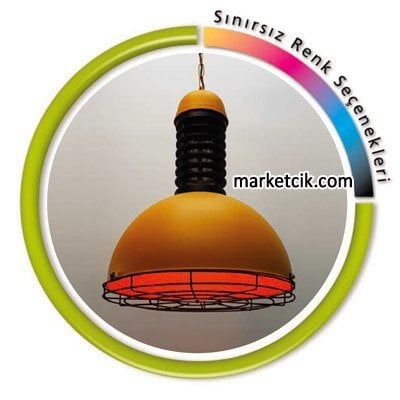 Marketcik Dekoratif Sarı Tel Kafesli Retro Sarkıt Avize, Tekli Modern Avize