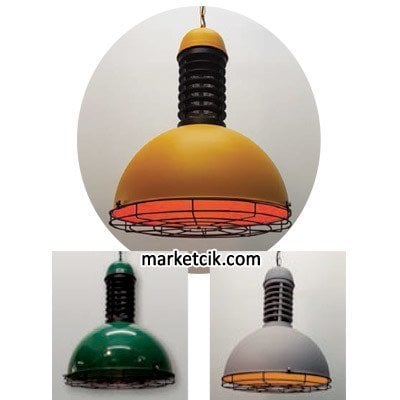 Marketcik Dekoratif Sarı Tel Kafesli Retro Sarkıt Avize, Tekli Modern Avize