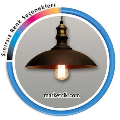 Marketcik Dekoratif Siyah Retro Sarkıt Avize, Tekli Modern Avize