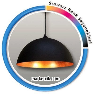 Marketcik Dekoratif Siyah 4 Boy Retro Sarkıt Avize, Tekli Modern Avize