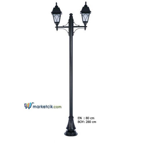 Ayaz 280x80 Kızılelma Kare Alüminyum Fenerli Park Bahçe Aydınlatma Direği