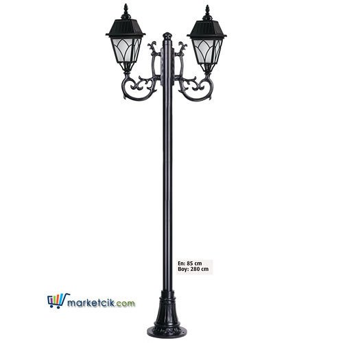 Ayaz 280x85 Kızılelma Kare Alüminyum Fenerli Park Bahçe Aydınlatma Direği