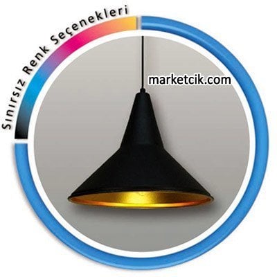 Marketcik Dekoratif Siyah Retro Sarkıt Avize, Tekli Modern Avize