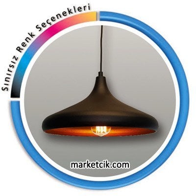 Marketcik Dekoratif Siyah Retro Sarkıt Avize, Tekli Modern Avize