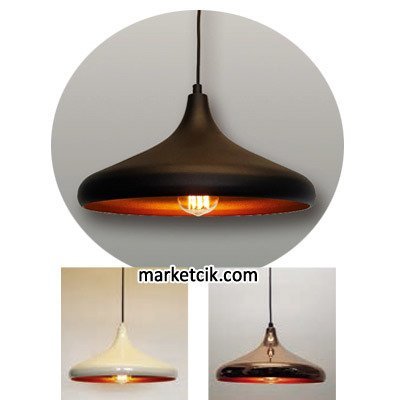 Marketcik Dekoratif Siyah Retro Sarkıt Avize, Tekli Modern Avize