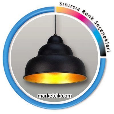 Marketcik Dekoratif Siyah Retro Sarkıt Avize, Tekli Modern Avize