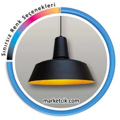 Marketcik Dekoratif Siyah Retro Sarkıt Avize, Tekli Modern Avize