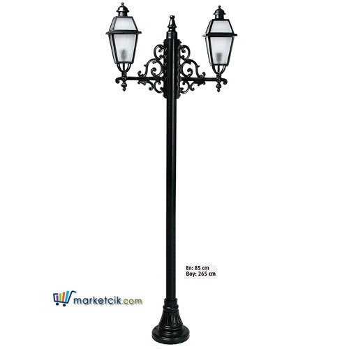 Ayaz 265x85 Alüminyum Büyük Kare Fenerli Park Bahçe Aydınlatma Direği