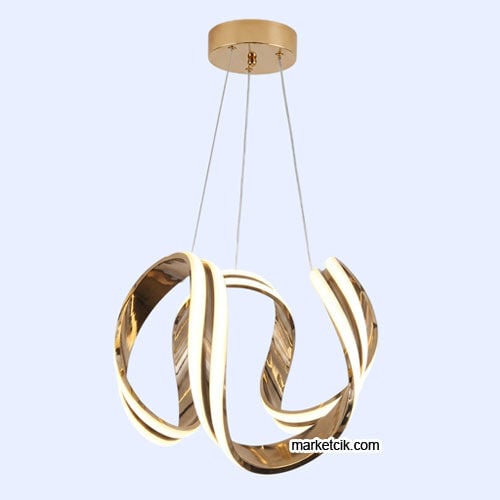 Roma Gold Kasa Modern LED Avize 3 Renk Işıklı Tekli Sarkıt