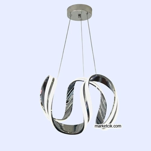 Roma Krom Kasa Modern LED Avize 3 Renk Işıklı Tekli Sarkıt