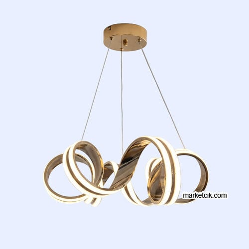 Milano Gold Kasa Modern LED Avize 3 Renk Işıklı Tekli Sarkıt