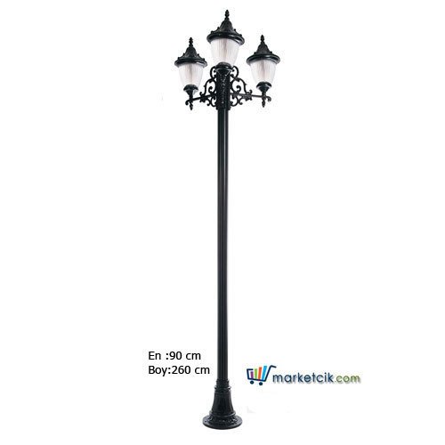 Ayaz 260x90 Alüminyum Prizmatik Camlı Fenerli Park Bahçe Aydınlatma Direği