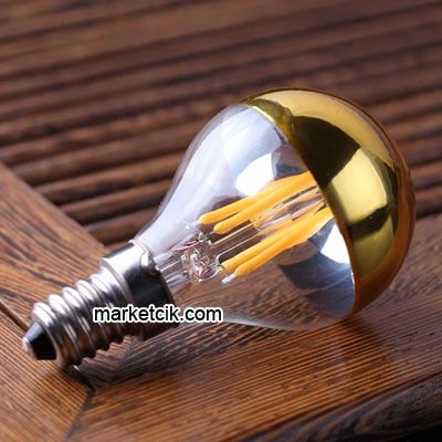 Marketcik Dekoratif 4 Watt E14 Duy Led Sarı Aynalı Ampul