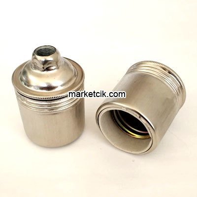 Marketcik Düz Krom Metal E27 Duy Dekoratif Standart Avize Ampul Duyu