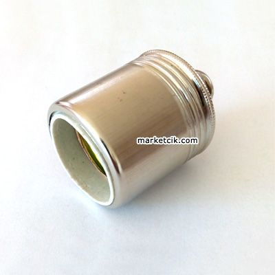 Marketcik Düz Krom Metal E27 Duy Dekoratif Standart Avize Ampul Duyu