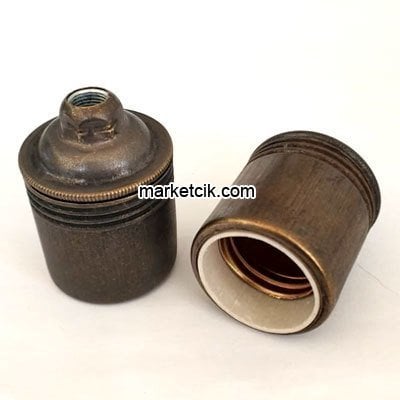 Marketcik Düz Eskitme Metal E27 Duy Dekoratif Standart Avize Ampul Duyu