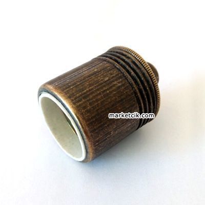 Marketcik Düz Eskitme Metal E27 Duy Dekoratif Standart Avize Ampul Duyu