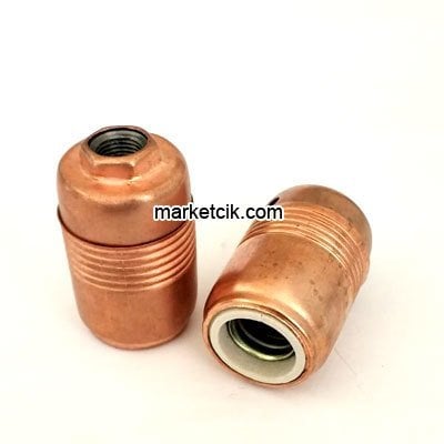 Marketcik Metal Porselen E14 Bakır Duy Dekoratif Standart Avize Ampul Duyu