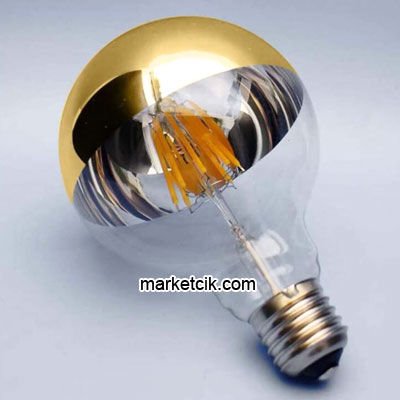 Marketcik Dekoratif 4 Watt G95 Glop E27 Duy Led Sarı Aynalı Ampul