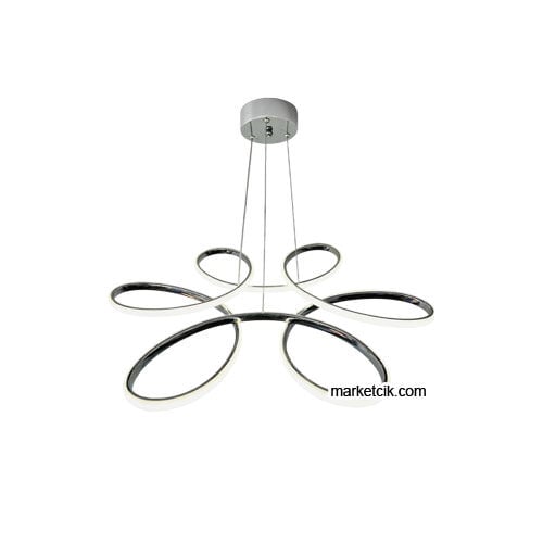 Porto Krom Kasa Modern LED Avize 3 Renk Işıklı Tekli Sarkıt