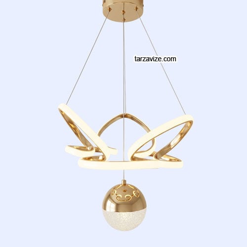 Stockholm Gold Kasa 1 Toplu Modern LED Avize 3 Renk Işıklı Tekli Sarkıt