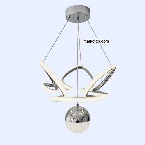Stockholm Krom Kasa 1 Toplu Modern LED Avize 3 Renk Işıklı Tekli Sarkıt