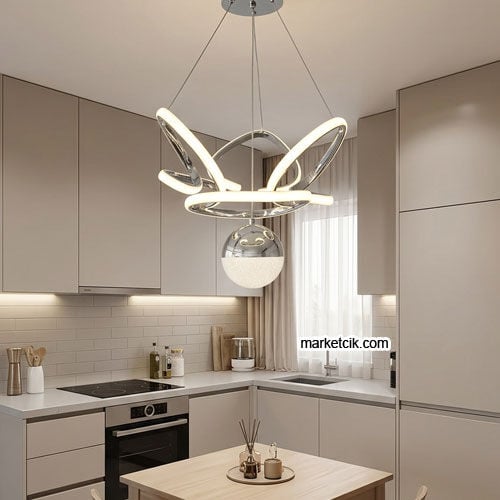 Stockholm Krom Kasa 1 Toplu Modern LED Avize 3 Renk Işıklı Tekli Sarkıt