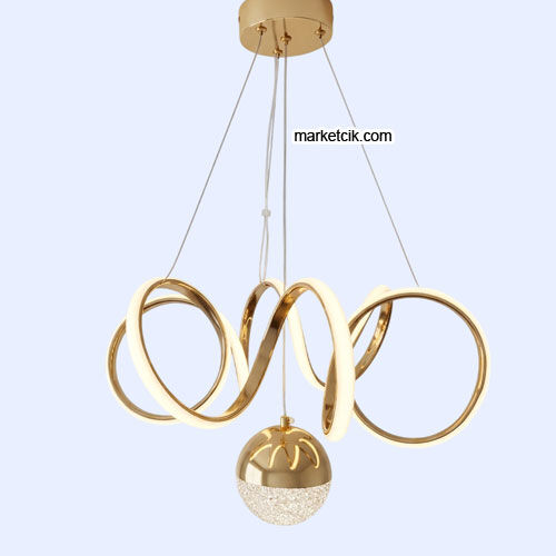 İbiza Gold Kasa 1 Toplu Modern LED Avize 3 Renk Işıklı Tekli Sarkıt