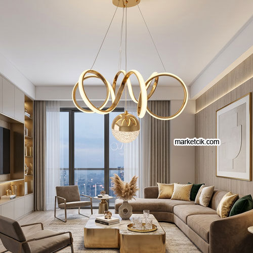İbiza Gold Kasa 1 Toplu Modern LED Avize 3 Renk Işıklı Tekli Sarkıt