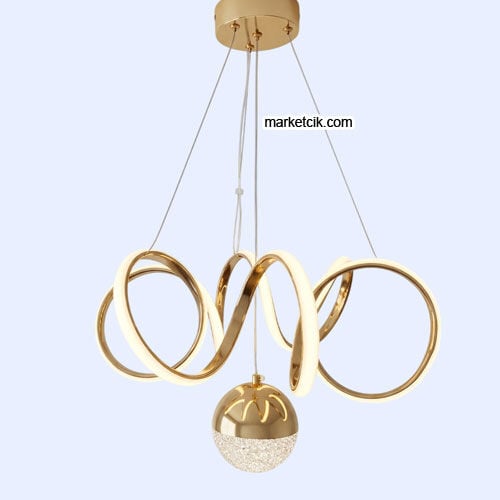 İbiza Gold Kasa 1 Toplu Modern LED Avize 3 Renk Işıklı Tekli Sarkıt