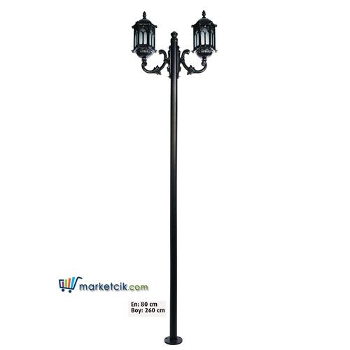 Ayaz 260x80 Alüminyum Orta Boy Osmanlı Fenerli Park Bahçe Aydınlatma Direği