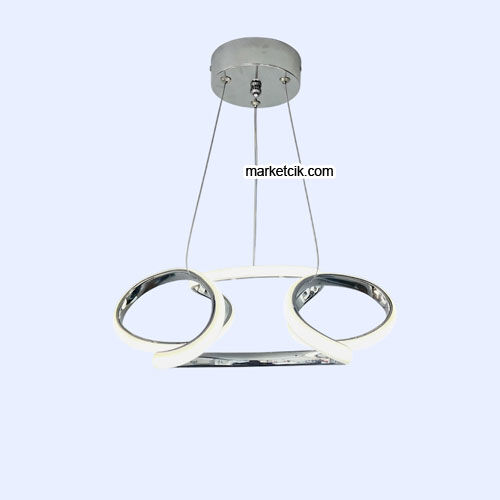 London Krom Kasa Modern LED Avize 3 Renk Işıklı Tekli Sarkıt