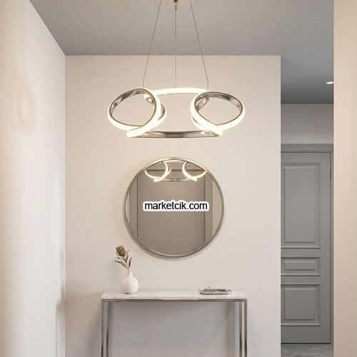 London Krom Kasa Modern LED Avize 3 Renk Işıklı Tekli Sarkıt