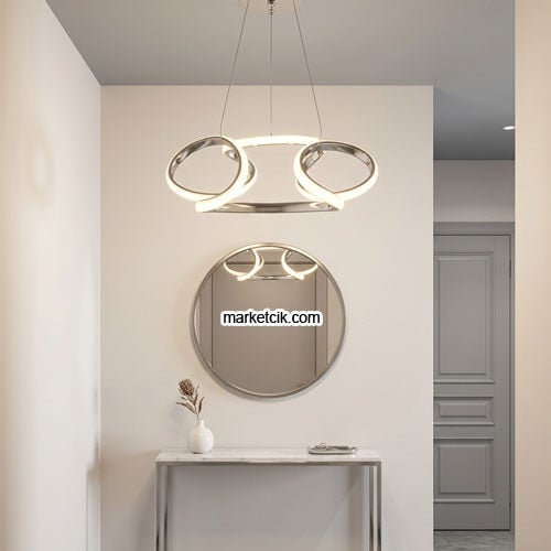 London Krom Kasa Modern LED Avize 3 Renk Işıklı Tekli Sarkıt