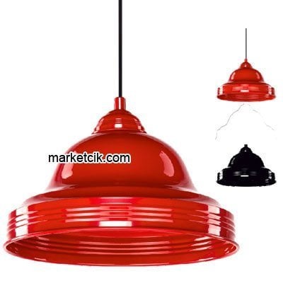 Cata CT-8292 Dekoratif Siyah-Kırmızı Retro Sarkıt Avize, Tekli Modern Avize