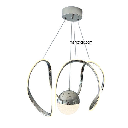 Atina Krom Kasa 1 Toplu Modern LED Avize 3 Renk Işıklı Tekli Sarkıt
