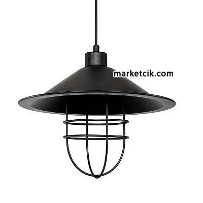 Marketcik CT8296 Dekoratif Siyah Retro Sarkıt Avize, Tekli Modern Avize
