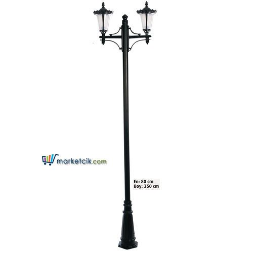 Ayaz 250x80 Alüminyum Taşlı Fenerli Park Bahçe Aydınlatma Direği