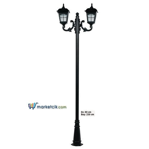 Ayaz 250x80 Alüminyum Kare Çıtalı Fenerli Park Bahçe Aydınlatma Direği