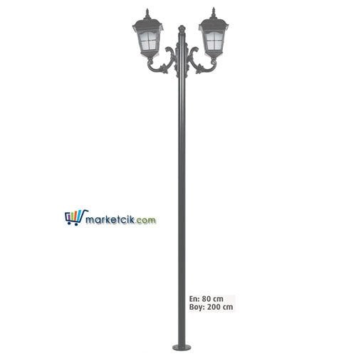 Ayaz 200x80 Alüminyum Kare Çıtalı Fenerli Park Bahçe Aydınlatma Direği
