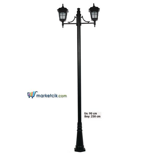 Ayaz 250x90 Alüminyum Kare Çıtalı Fenerli Park Bahçe Aydınlatma Direği
