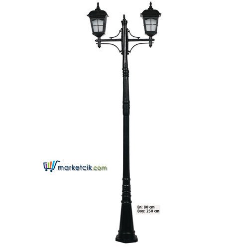 Ayaz 250x80 Alüminyum Kare Çıtalı Fenerli Park Bahçe Aydınlatma Direği